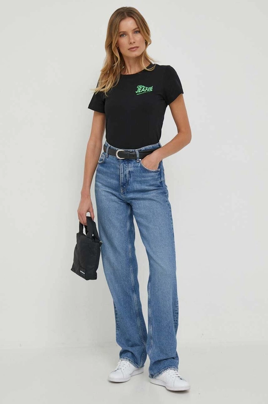 Βαμβακερό μπλουζάκι Calvin Klein Jeans J20J222236 μαύρο AW23