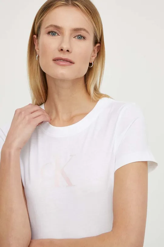 белый Хлопковая футболка Calvin Klein Jeans Женский
