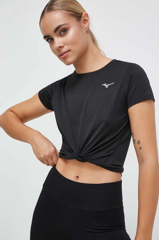 czarny Mizuno t-shirt do biegania Impulse core Damski