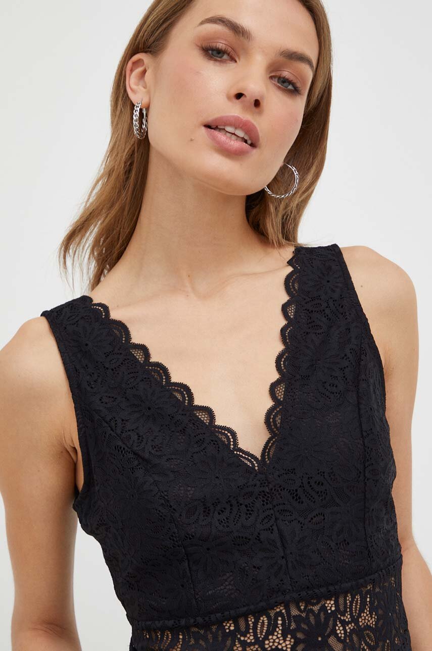 Body Femme Manches Longues Côtelé - Col Rond - Dentelle Aux Épaules - 100% Viscose - Morgan