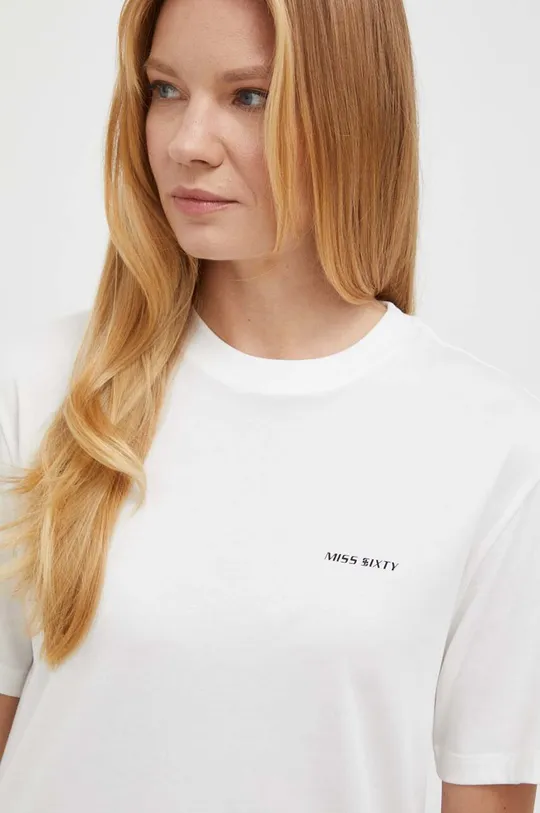 λευκό T-shirt από μείγμα μεταξιού Miss Sixty