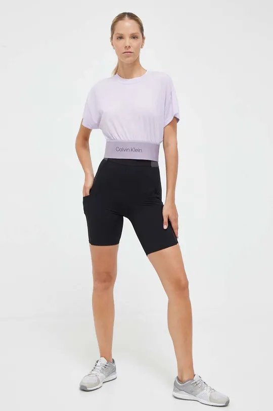 Kratka majica za vadbo Calvin Klein Performance vijolična