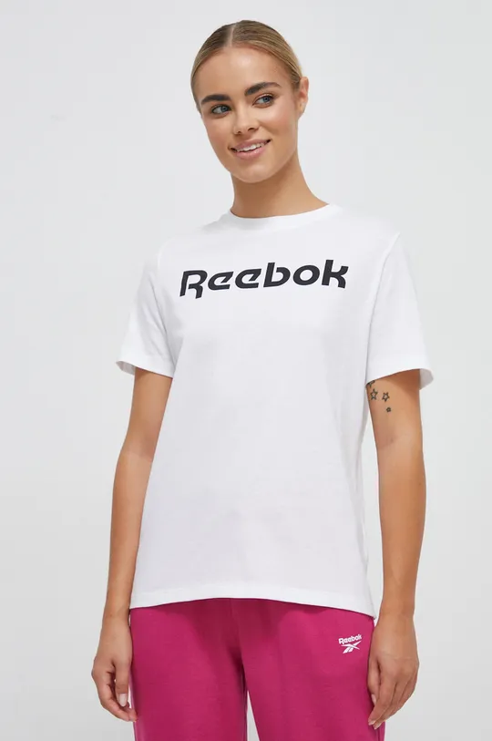 белый Хлопковая футболка Reebok Женский