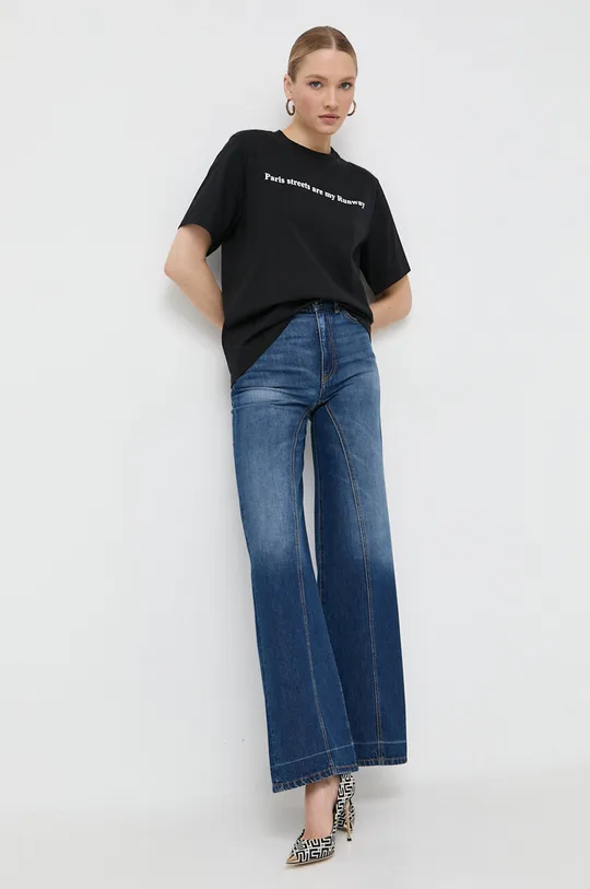 Βαμβακερό μπλουζάκι Victoria Beckham μαύρο