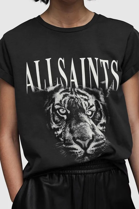 Βαμβακερό μπλουζάκι AllSaints TRINITY ANNA TEE μαύρο
