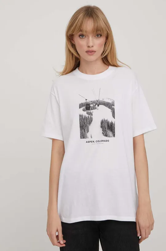 bijela Pamučna majica Abercrombie & Fitch Ženski