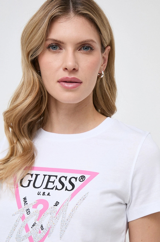 biały Guess t-shirt bawełniany ICON