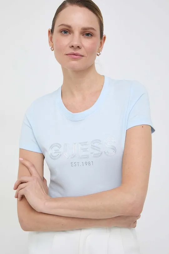 niebieski Guess t-shirt BOLD Damski