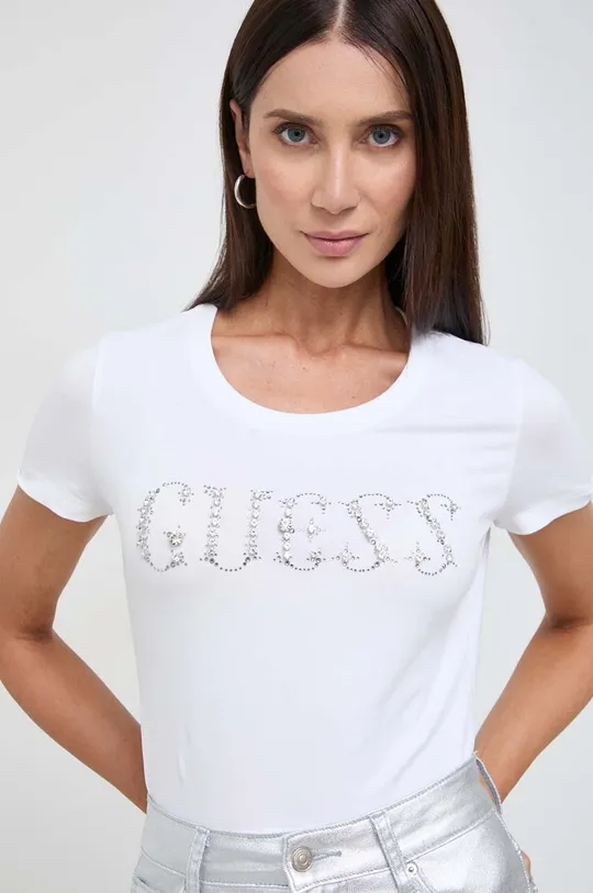 bela Kratka majica Guess Ženski
