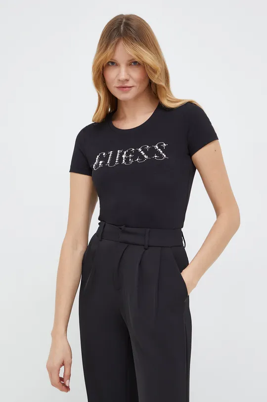 fekete Guess t-shirt STONES