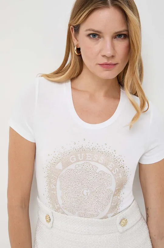 beżowy Guess t-shirt CAMELIA Damski