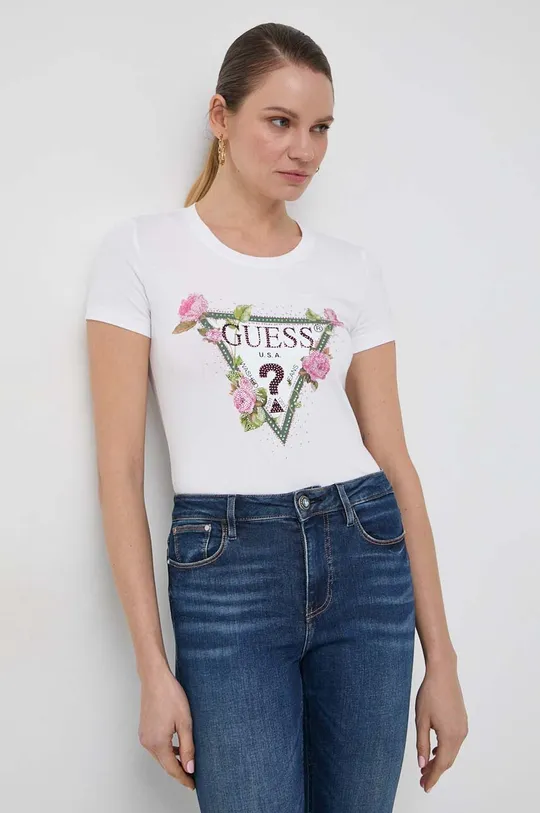 λευκό Μπλουζάκι Guess Γυναικεία