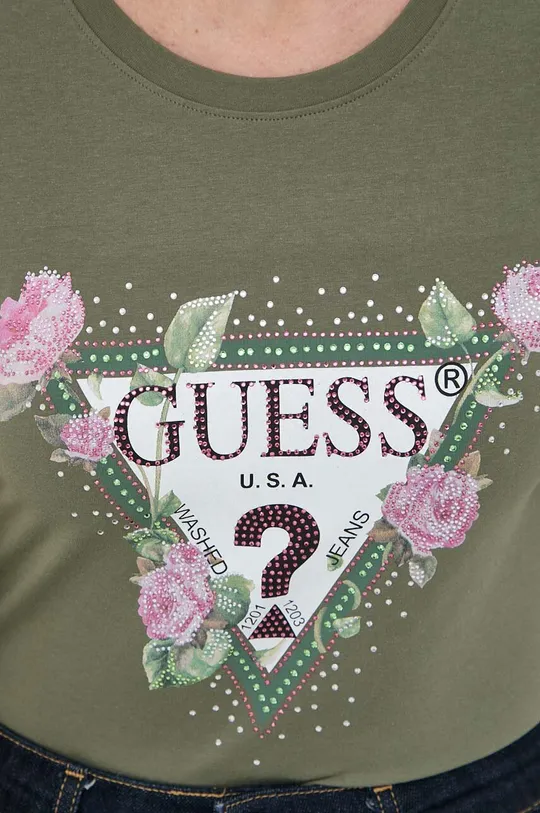 zielony Guess t-shirt FLORAL