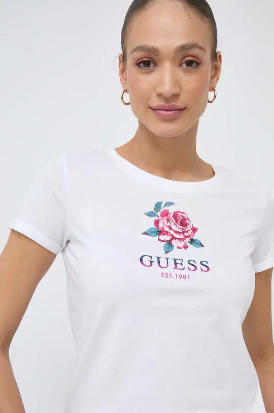 biały Guess t-shirt bawełniany ROSE