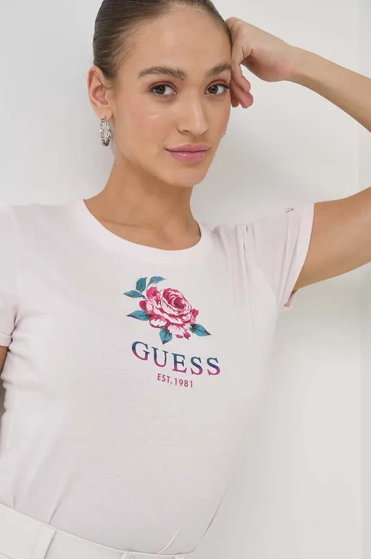 Guess t-shirt bawełniany ROSE 100 % Bawełna