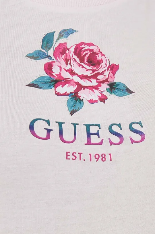 ružová Bavlnené tričko Guess ROSE