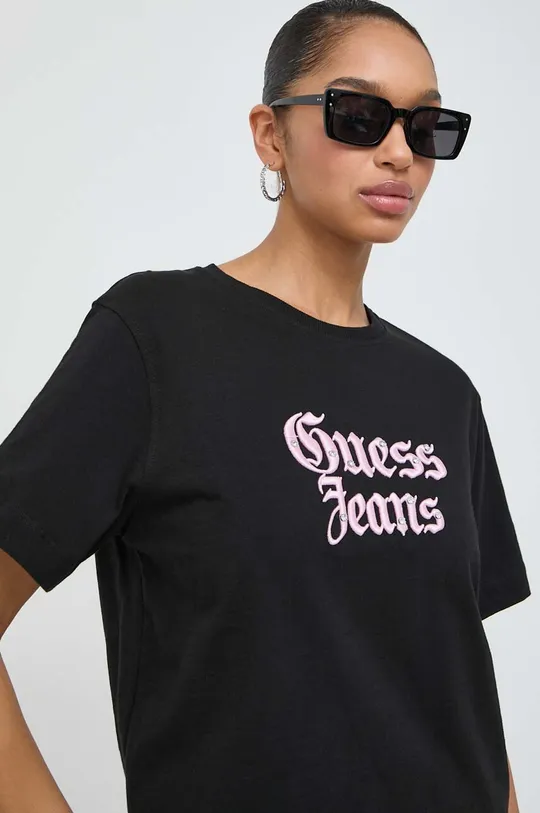 czarny Guess t-shirt bawełniany GOTHIC