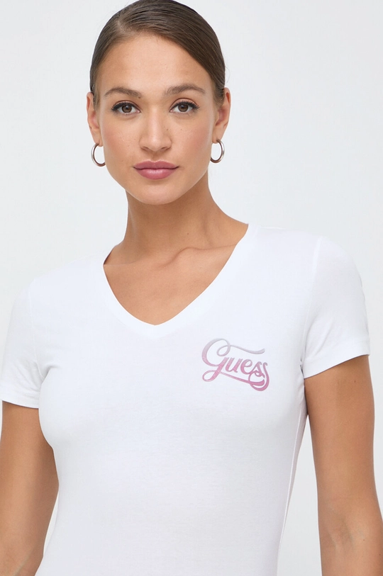 biały Guess t-shirt HADED GLITTERY Damski