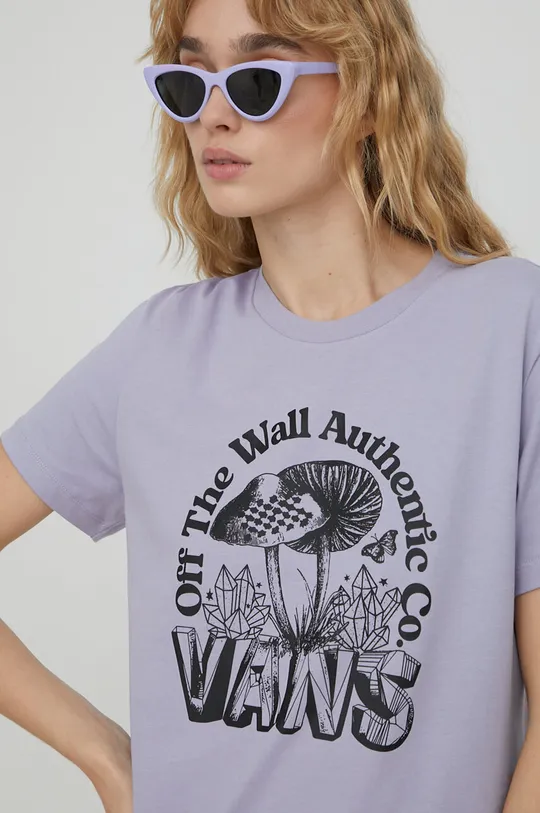 фиолетовой Хлопковая футболка Vans Женский