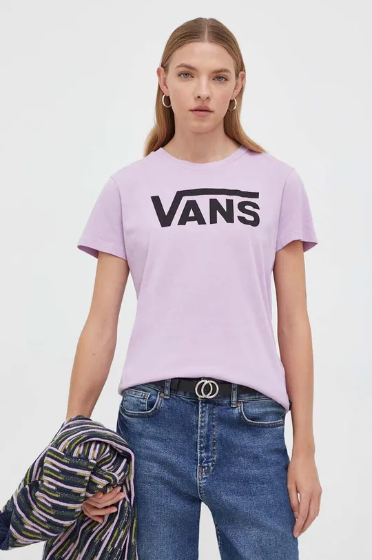 vijolična Bombažna kratka majica Vans Ženski