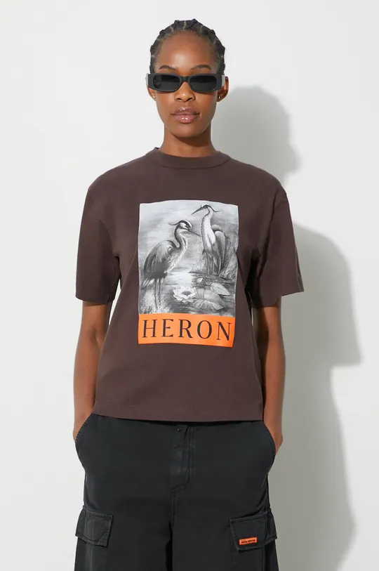 коричневый Хлопковая футболка Heron Preston Heron Bw Ss Tee Женский