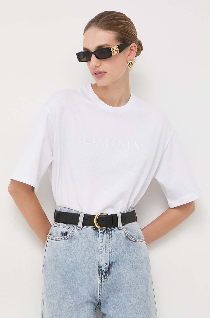 La Mania tshirt bawełniany damski kolor biały