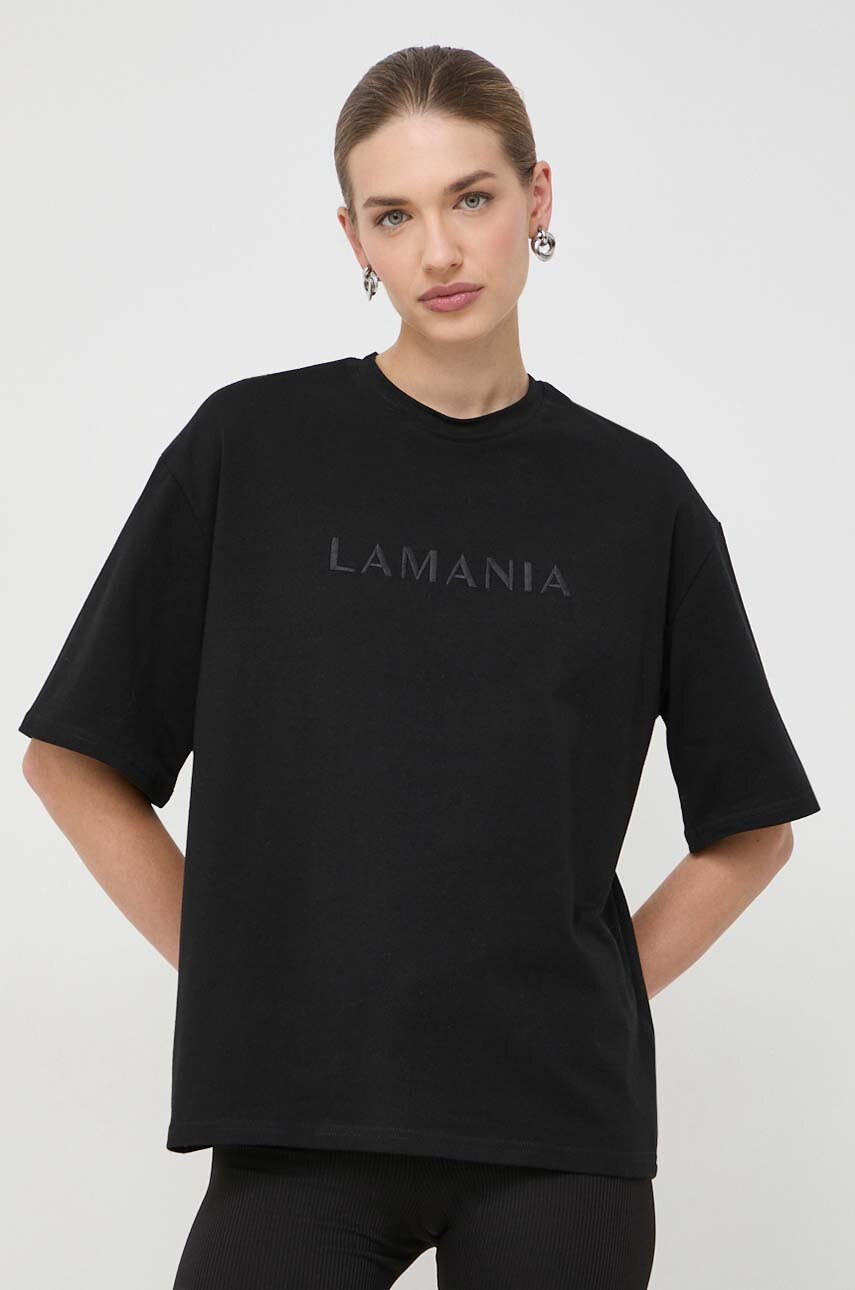La Mania tshirt bawełniany damski kolor czarny