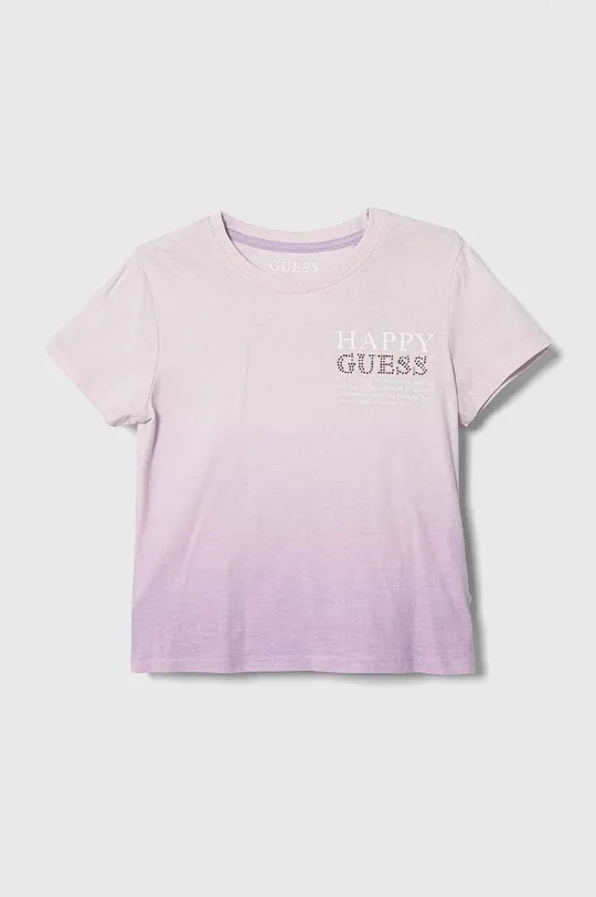 fialová Detské bavlnené tričko Guess Dievčenský