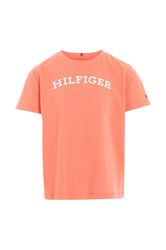 оранжевый Детская хлопковая футболка Tommy Hilfiger Для девочек
