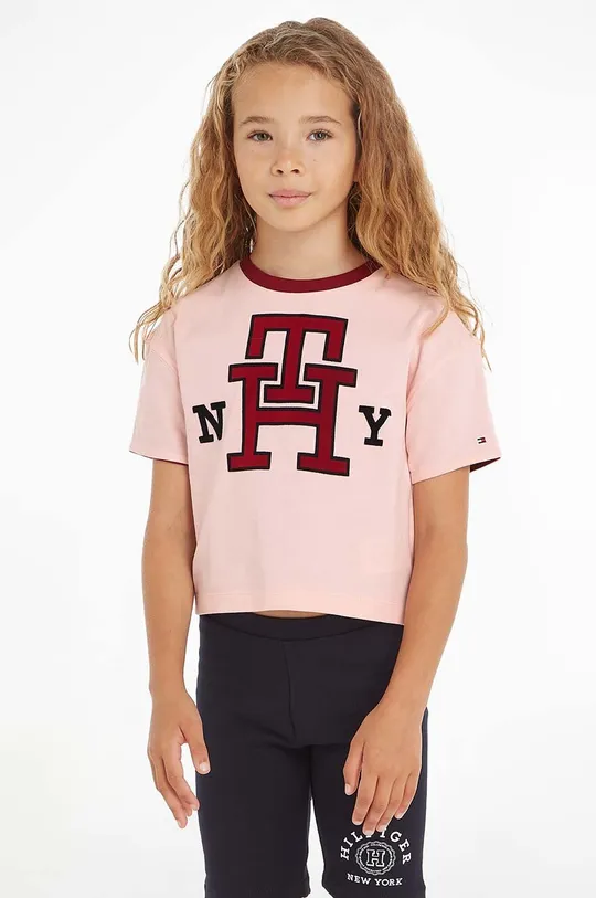 розовый Хлопковая двусторонняя футболка Tommy Hilfiger Для девочек