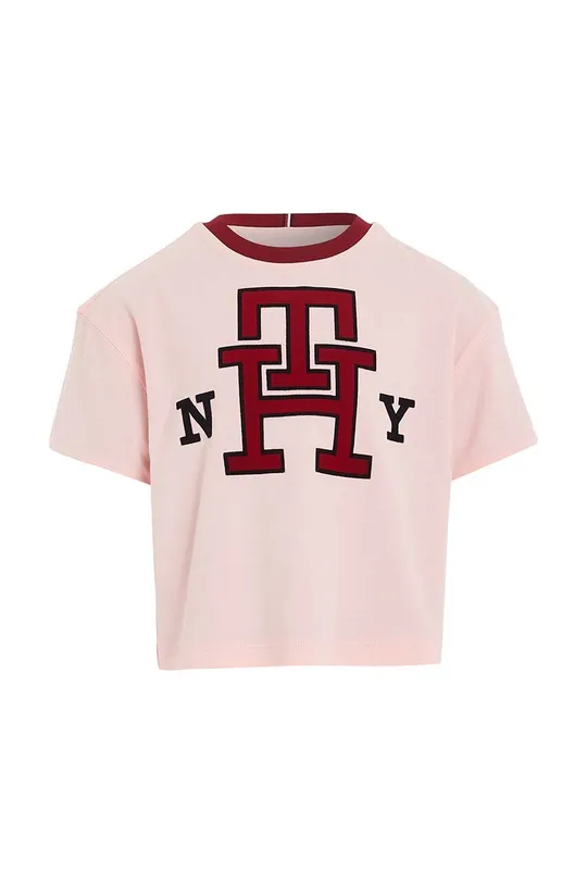 Βαμβακερό μπλουζάκι διπλής όψης Tommy Hilfiger ροζ