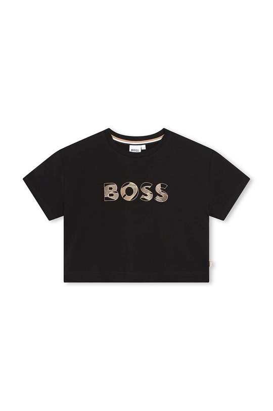 czarny BOSS t-shirt dziecięcy Dziewczęcy