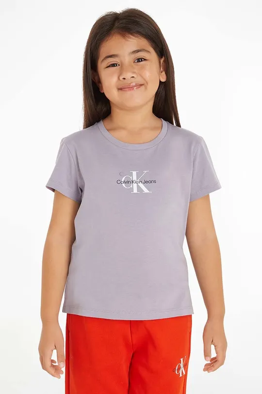 μωβ Παιδικό βαμβακερό μπλουζάκι Calvin Klein Jeans Για κορίτσια