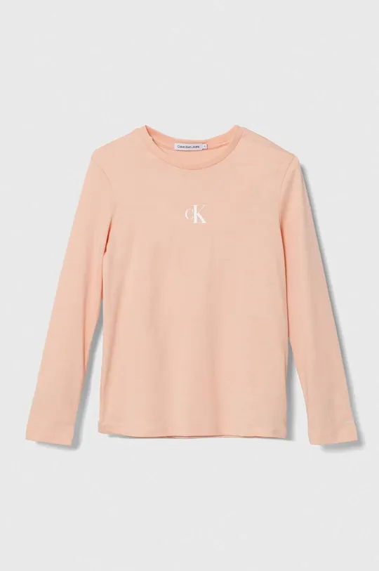 ružová Detská bavlnená košeľa s dlhým rukávom Calvin Klein Jeans Dievčenský