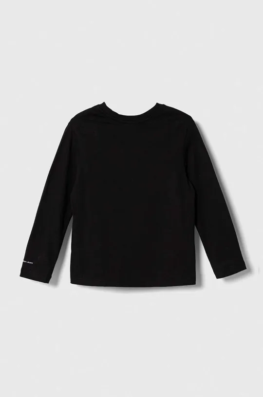 Otroška bombažna majica z dolgimi rokavi Calvin Klein Jeans črna