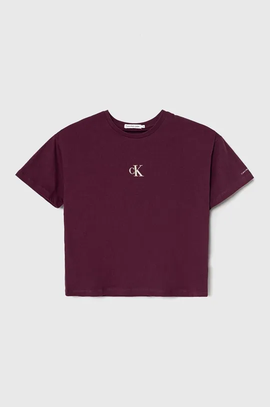 bordo Pamučna majica Calvin Klein Jeans Za djevojčice