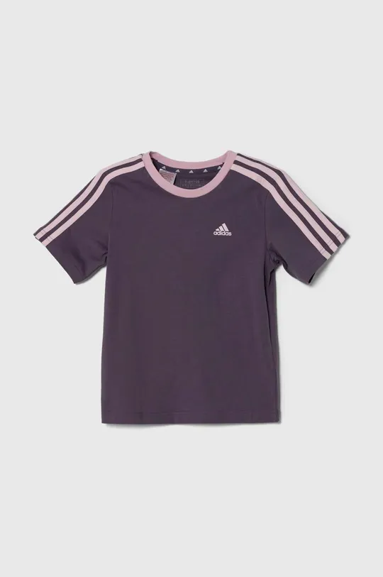 фіолетовий Дитяча бавовняна футболка adidas Для дівчаток