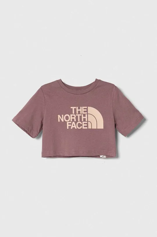 fioletowy The North Face t-shirt bawełniany dziecięcy G S/S CROP EASY TEE Dziewczęcy