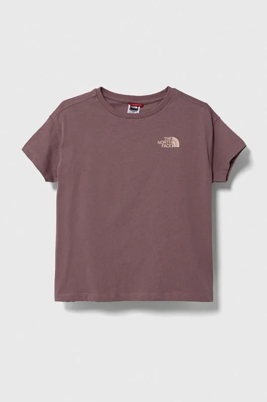 fioletowy The North Face t-shirt bawełniany dziecięcy G VERTICAL LINE S/S TEE Dziewczęcy