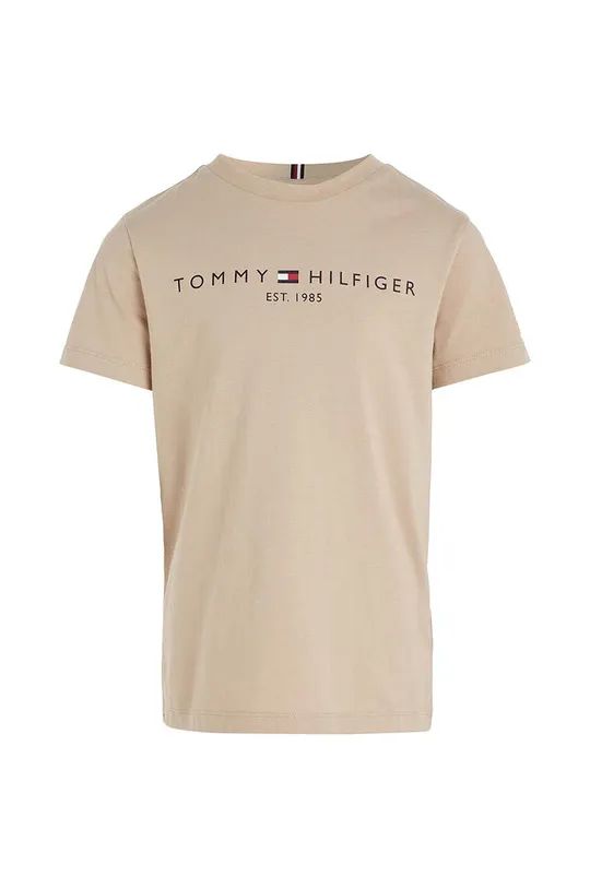 Παιδικό βαμβακερό μπλουζάκι Tommy Hilfiger μπεζ