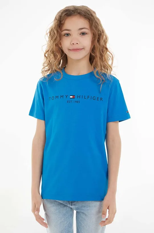 niebieski Tommy Hilfiger t-shirt bawełniany dziecięcy Dziewczęcy