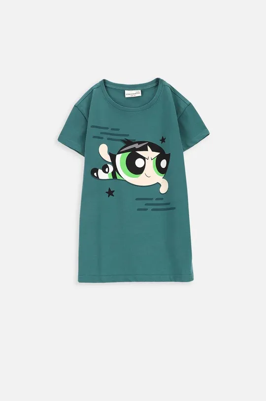 zelena Otroška bombažna kratka majica Coccodrillo Dekliški