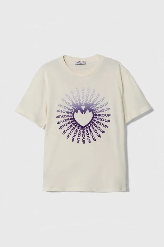 бежевый Детская хлопковая футболка Pinko Up Для девочек
