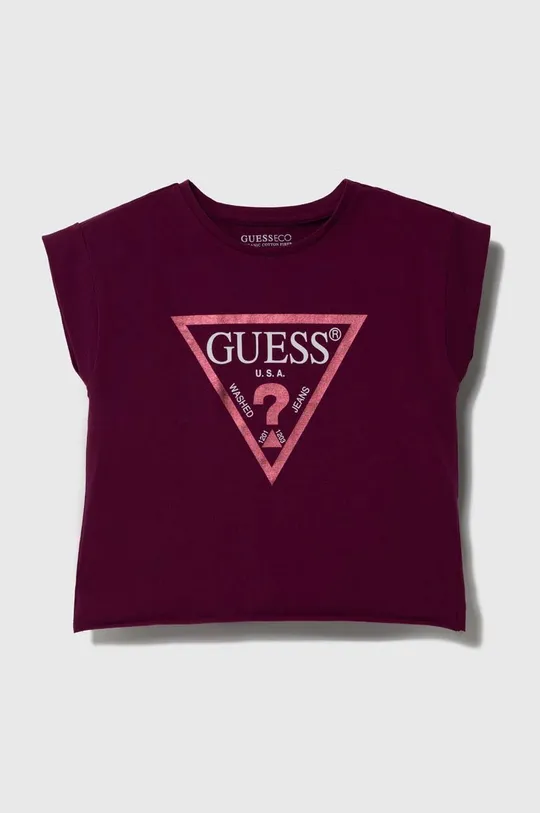 bordowy Guess t-shirt dziecięcy Dziewczęcy