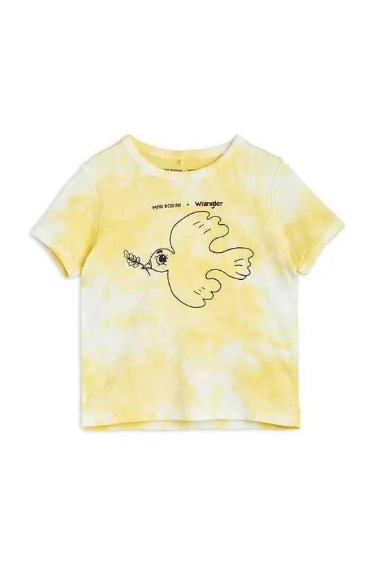 Mini Rodini t-shirt bawełniany dziecięcy Mini Rodini x Wrangler żółty