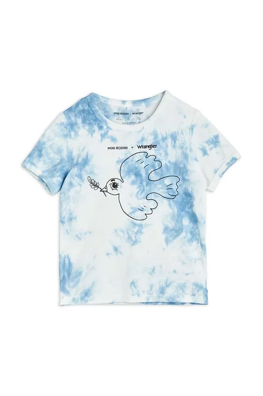 Детская хлопковая футболка Mini Rodini Mini Rodini x Wrangler голубой