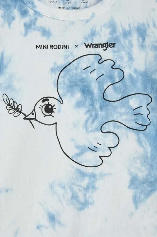 niebieski Mini Rodini t-shirt bawełniany dziecięcy Mini Rodini x Wrangler