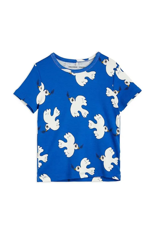 niebieski Mini Rodini t-shirt bawełniany dziecięcy Mini Rodini x Wrangler Dziecięcy