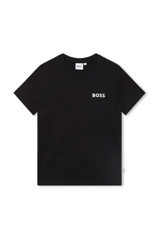 чёрный Детская хлопковая футболка BOSS Детский