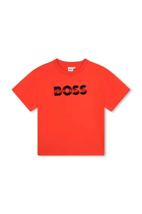 κόκκινο Παιδικό βαμβακερό μπλουζάκι BOSS Παιδικά